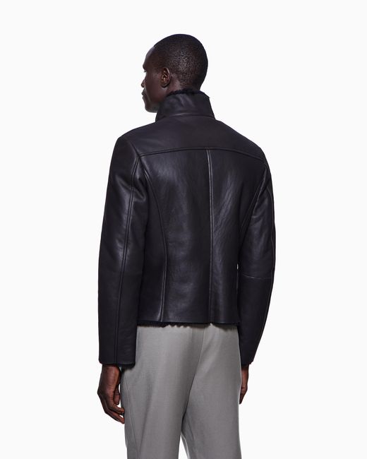 Giorgio Armani Brown Zipped Sheepskin Blouson for men