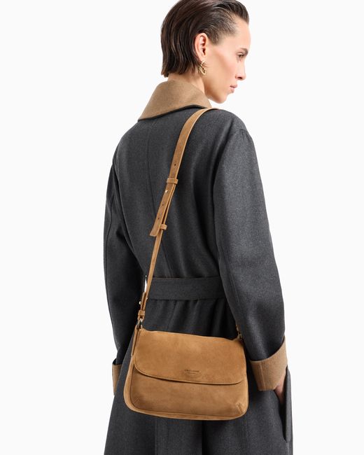Giorgio Armani Brown Small La Prima Soft Suede Handbag