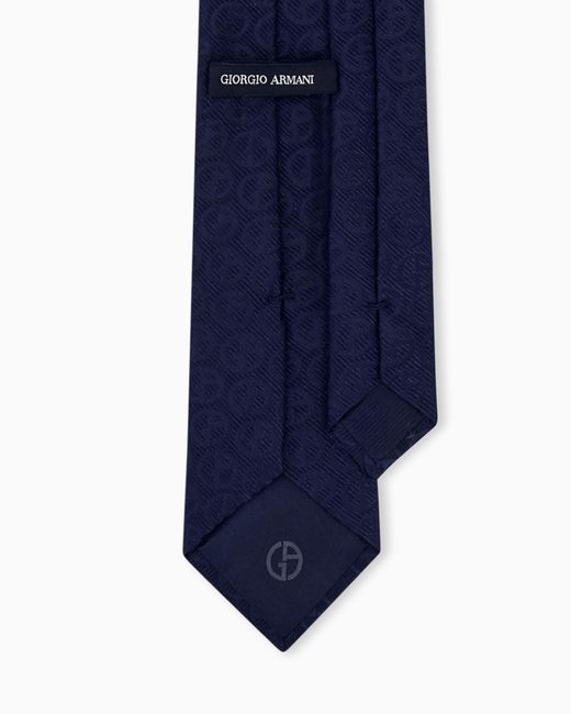 Giorgio Armani Blue Silk Necktie With A Subtle Herringbone Pattern for men