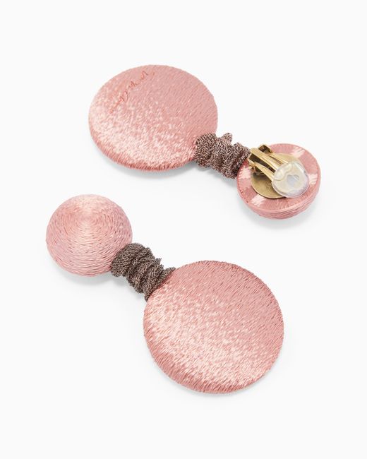 Giorgio Armani Pink Earrings With Fabric-Effect Circular Pendant