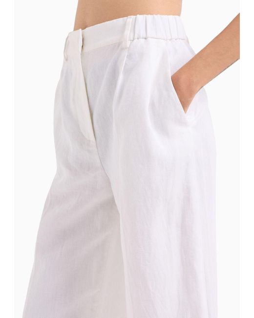 Giorgio Armani White Wide-legged Linen Trousers