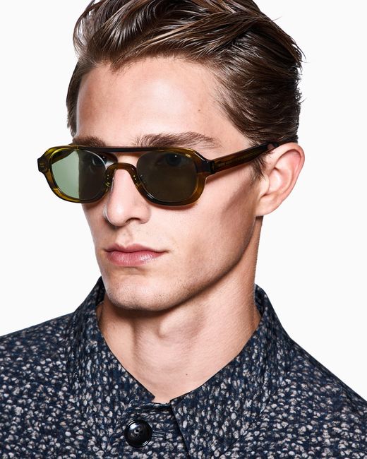 Giorgio Armani Green Irregular-Shaped Sunglasses for men