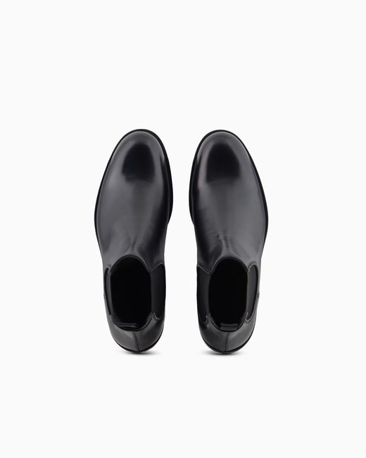 Botín Bajo De Piel Envejecida Giorgio Armani de hombre de color Black