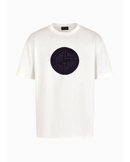 T-shirt Ras-du-cou En Interlock De Pur Coton Giorgio Armani pour homme en coloris White