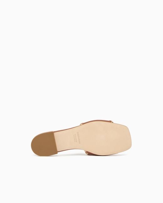 Giorgio Armani Brown Leather Sandals With Raffia Detail