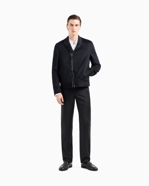 Giorgio Armani White Cotton-Jersey Zipped Shirt for men