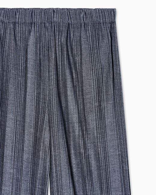 Giorgio Armani Blue Asv Two-Tone Pleated Jersey Wide Trousers