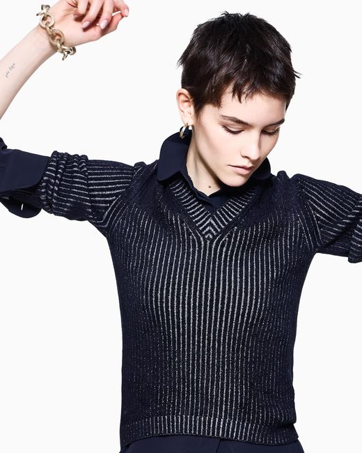 Giorgio Armani Blue V-Neck Jumper
