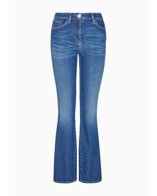 Giorgio Armani Blue Denim Collection Five-pocket Trousers In Stretch Cotton Denim