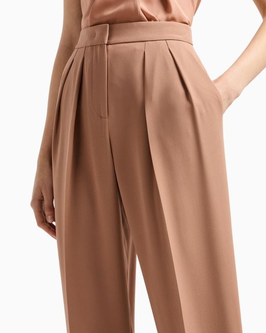 Giorgio Armani White Silk Cady Trousers With Pleats