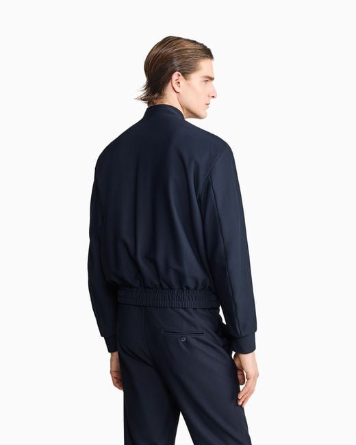 Giorgio Armani Blue Technical Waffle Blouson for men