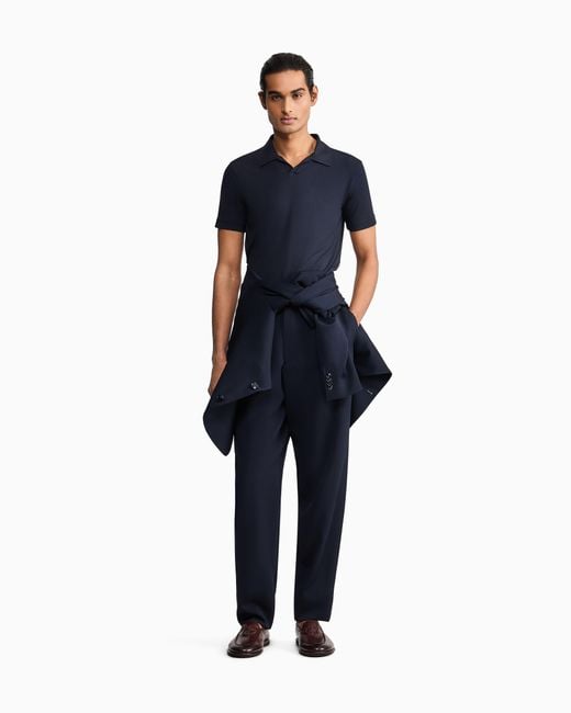 Giorgio Armani Blue Stretch Polo for men