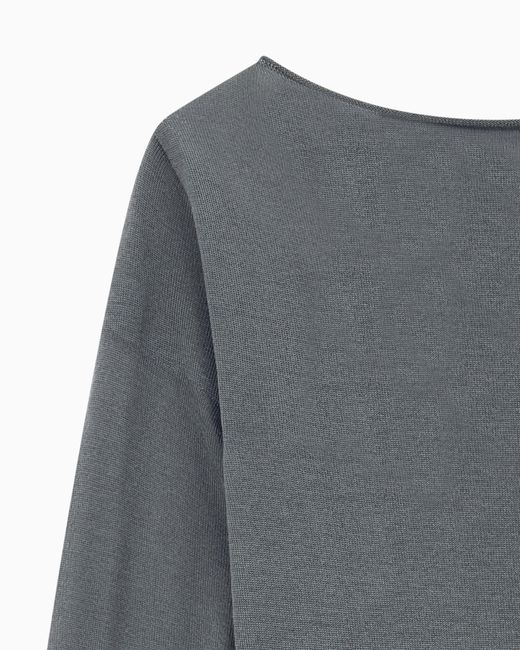 Giorgio Armani Gray Sweater Seamless Cashmere Round Neck Long Sleeve