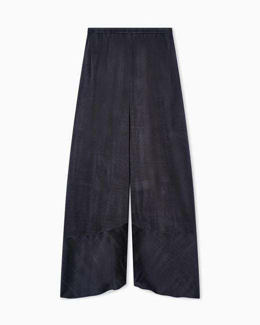 Giorgio Armani Blue Viscose Jacquard Jersey Wide-Leg Trousers