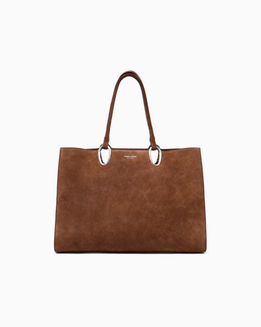 Giorgio Armani Brown Medium Suede Shopper Bag