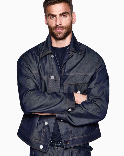 Giorgio Armani Blue Cotton And Silk Denim Blouson Denim Collection for men