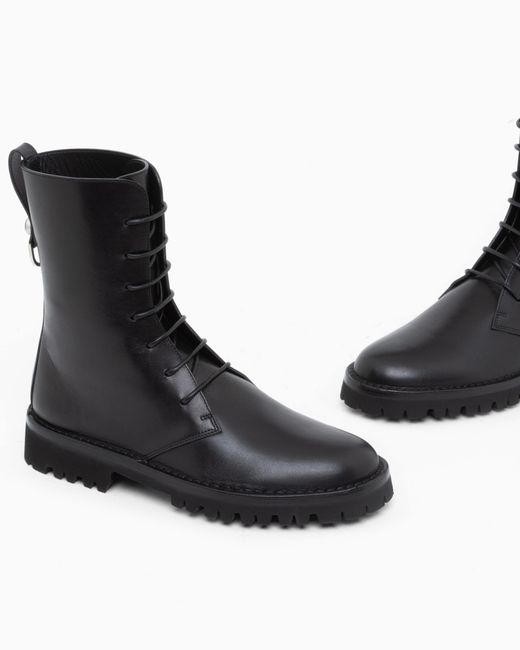 Giorgio Armani Black Boot Leather Upper With Cushioned Sole