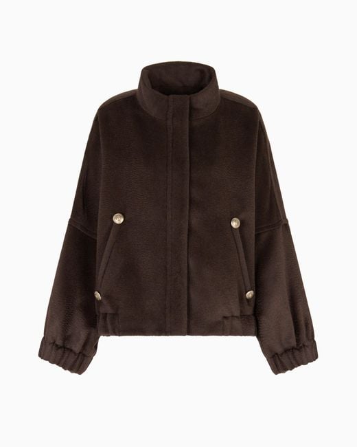 Giorgio Armani Brown Alpaca And Wool Pea Coat