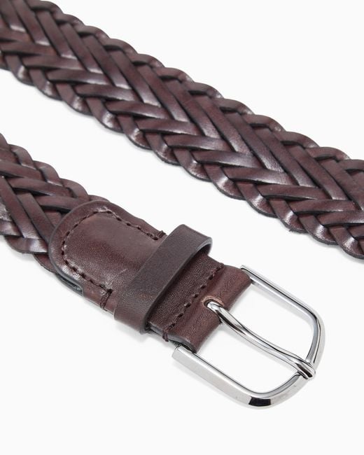Giorgio Armani White Woven Leather Belt for men