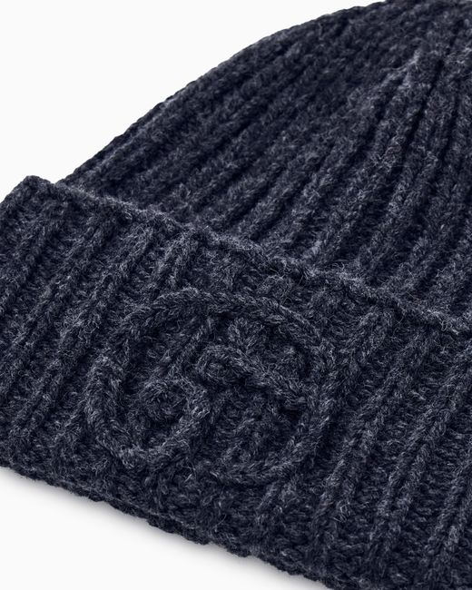 Giorgio Armani Blue Beanie Hat for men