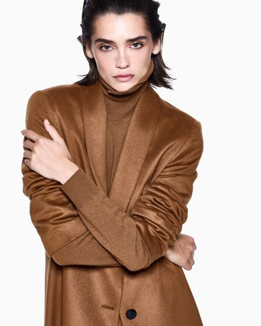 Giorgio Armani Brown Vicuña Wool Mock-Neck Jumper