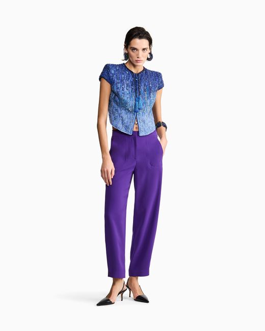 Giorgio Armani Purple Technical-Cady Straight Trousers