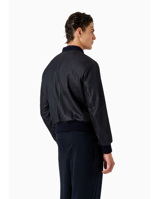 Giorgio Armani Black Embroidered Nappa-leather Blouson for men