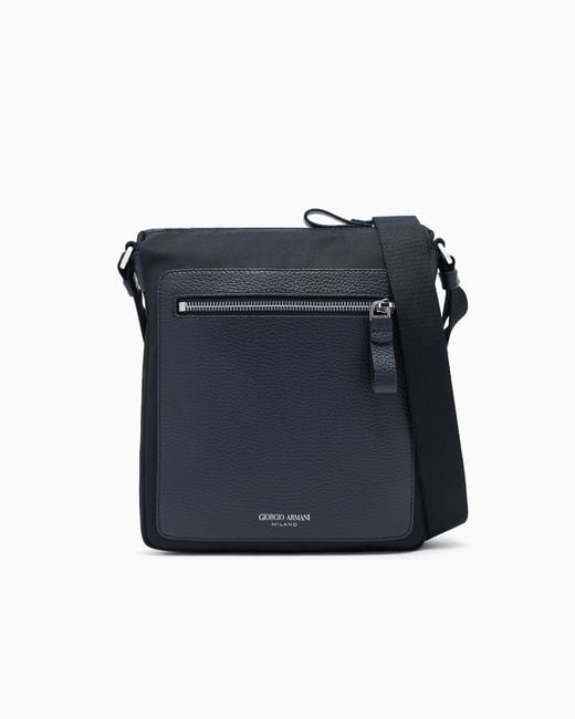 Giorgio Armani Asv Crossbody Bag Aus Nylon Und Genarbtem Leder in Black für Herren
