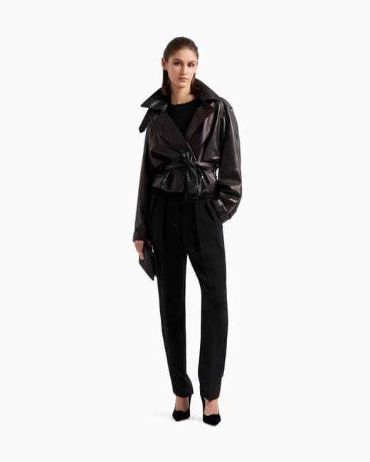 Giorgio Armani Black Cashmere Crew-Neck Jumper With Embroidery