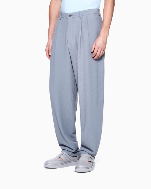 Giorgio Armani Blue Double Pleat Trousers for men