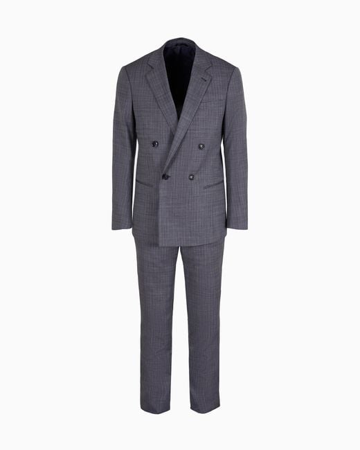 Giorgio Armani Blue Soho Line Double-Breasted Check Suit for men