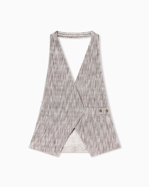 Giorgio Armani Gray Chevron Jersey Crossover Waistcoat