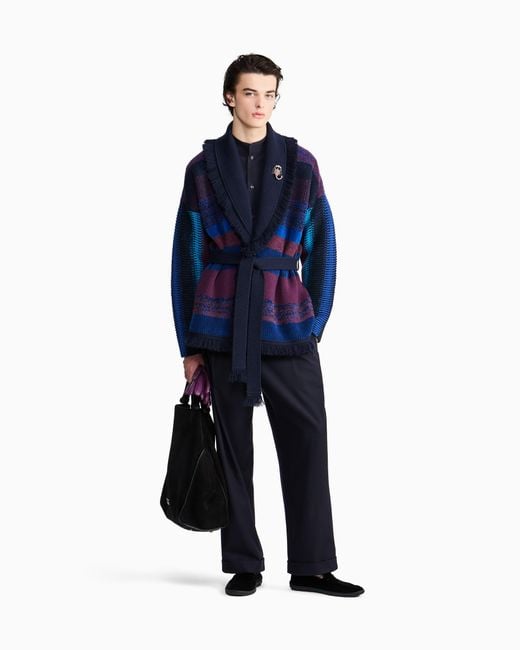 Giorgio Armani Blue For Alanui Pure Virgin Wool Shirt for men