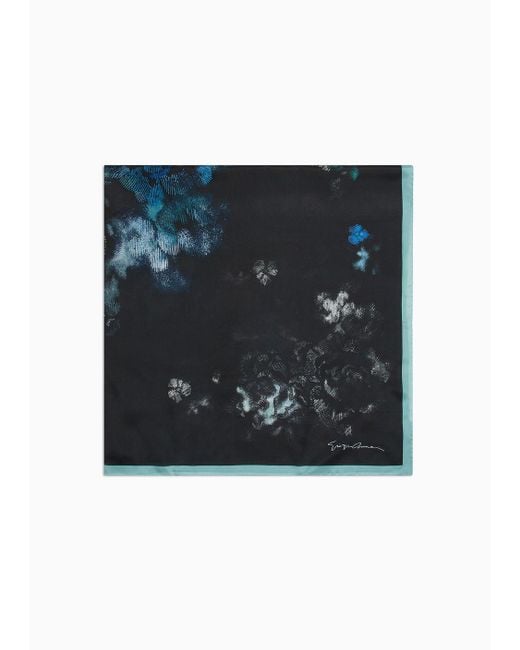 Giorgio Armani Blue Tuch Aus Seide Mit Blumen-print