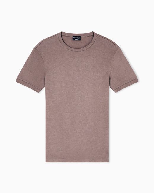 Pull Icon À Col Ras-Du-Cou Et Manches Courtes En Interlock De Cachemire Giorgio Armani pour homme en coloris Pink
