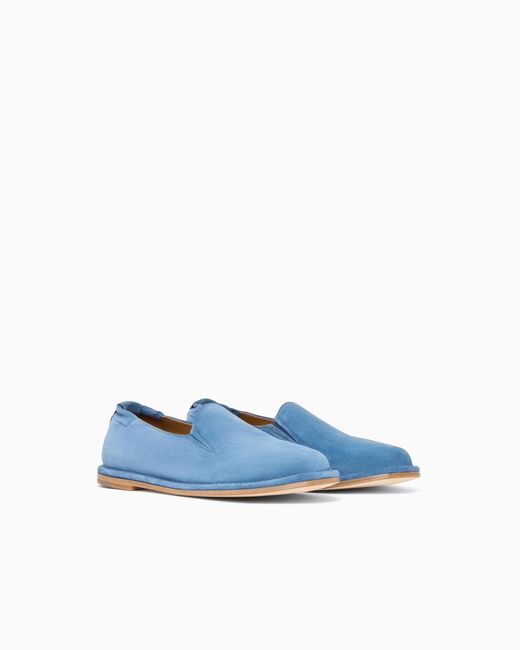 Giorgio Armani Blue Suede Slip-Ons for men