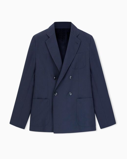 Giorgio Armani Blue Upton Line Double-Breasted Jacket for men