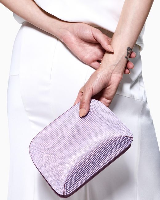 Giorgio Armani Purple La Prima Satin And Opal Rhinestone Clutch Bag