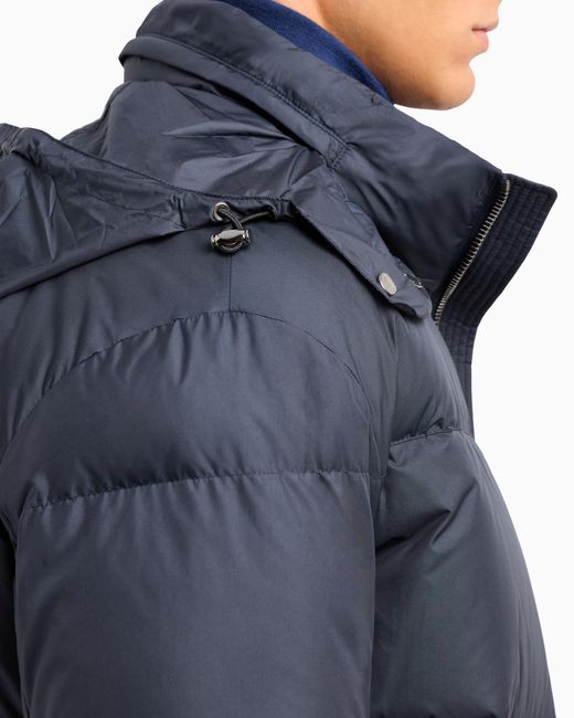 Giorgio Armani Blue Bomber Jacket With Goose-Down Padding for men