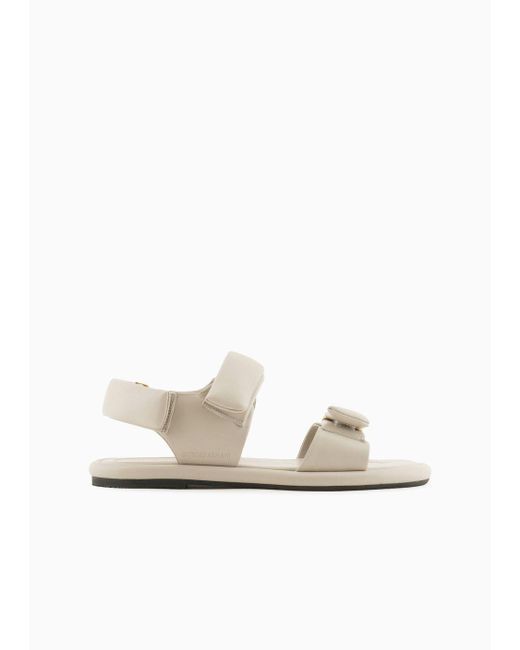 Giorgio Armani White Padded Nappa-leather Flat Sandals