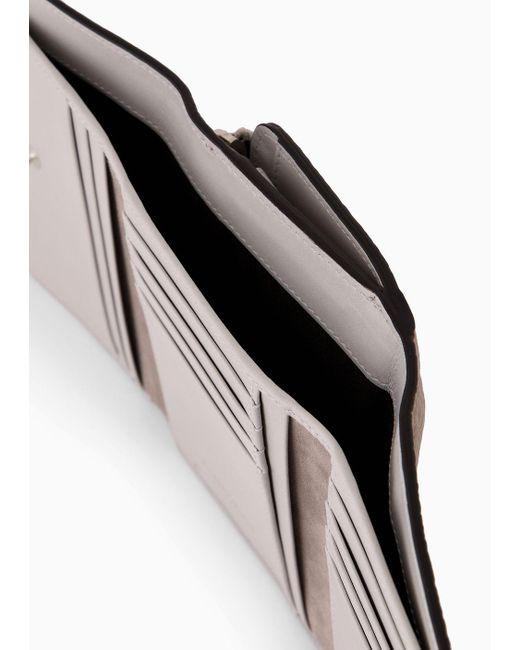 Giorgio Armani White Small Two-toned Leather Wallet With Wraparound Zip for men