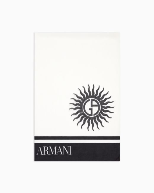 Pareo De Algodón Estampado Bicolor Giorgio Armani de color White