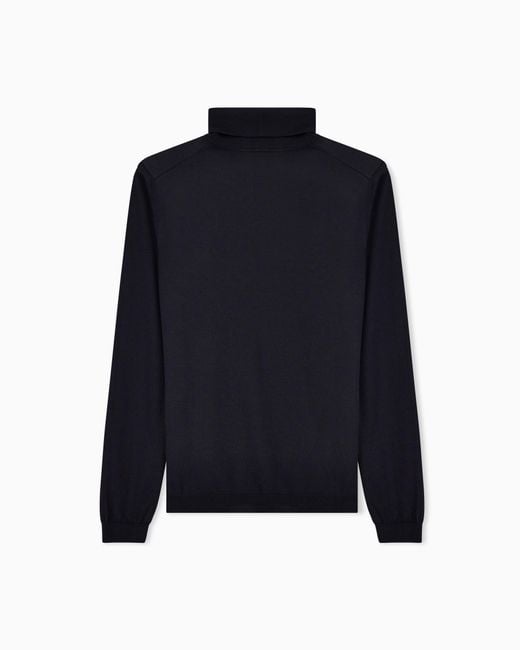 Giorgio Armani Blue Cashmere Mock-Neck Jumper for men