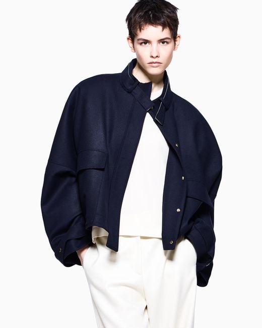 Giorgio Armani Blue Double-Breasted Coat