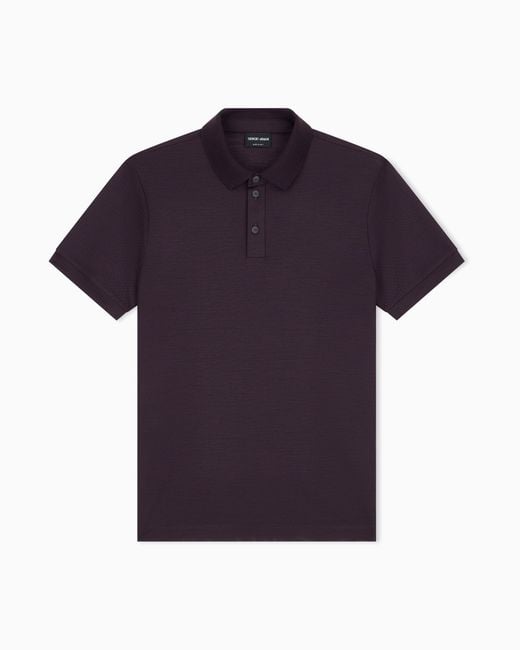 Giorgio Armani Blue Pure Virgin-Wool Piqué Polo Shirt for men