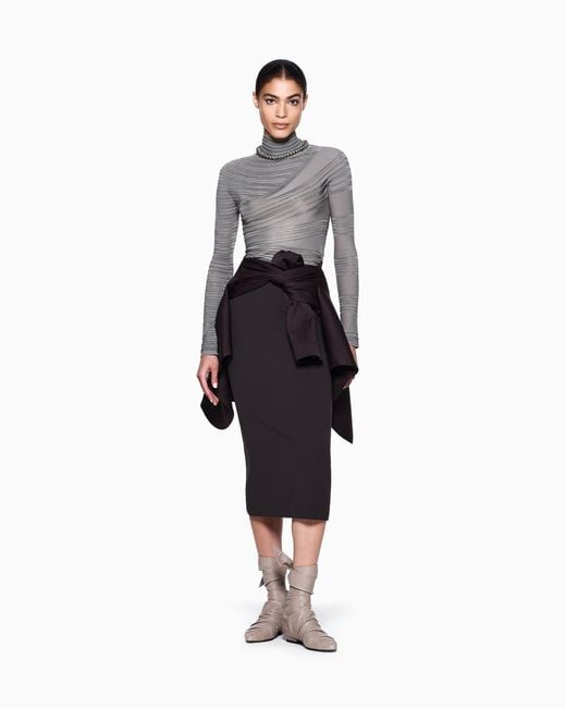 Giorgio Armani Black Midirock Aus Elastischem Woll-Crêpe