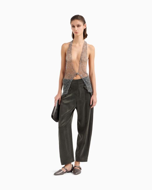 Giorgio Armani Gray Straight-Cut Viscose And Cupro Trousers