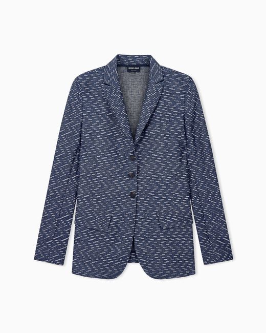 Giorgio Armani Blue Blazer Jackets Single-Breasted Chevron
