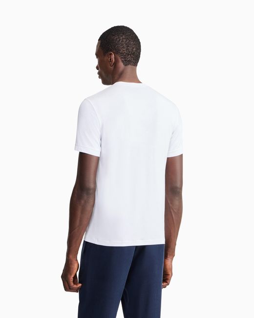 Giorgio Armani White Jersey T-Shirt With A V-Neck for men