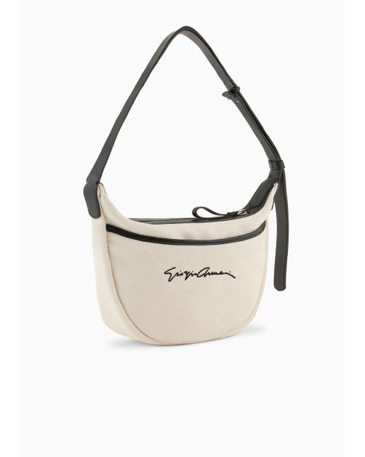 Giorgio Armani White Small Canvas And Leather Shoulder Bag for men